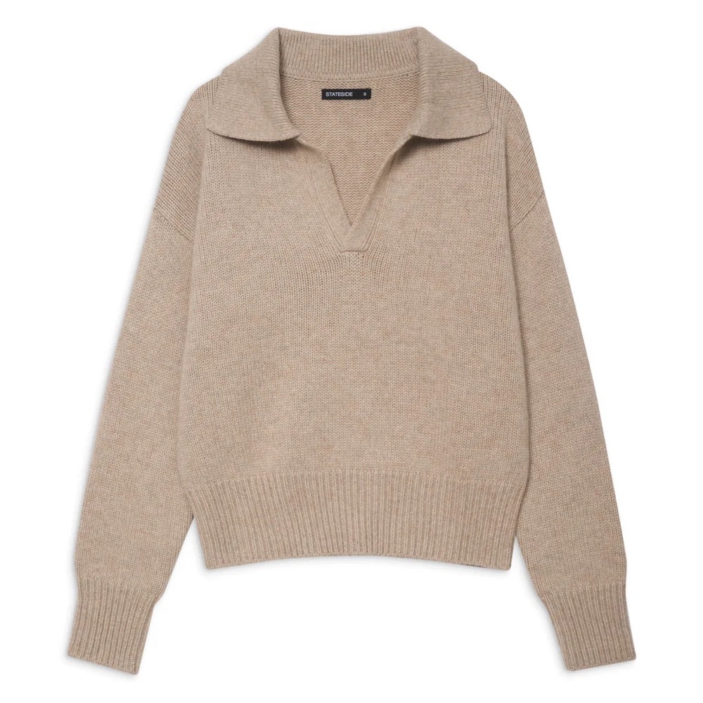 EUC Stateside Johnny Collar Camel Cashmere Blend Sweater